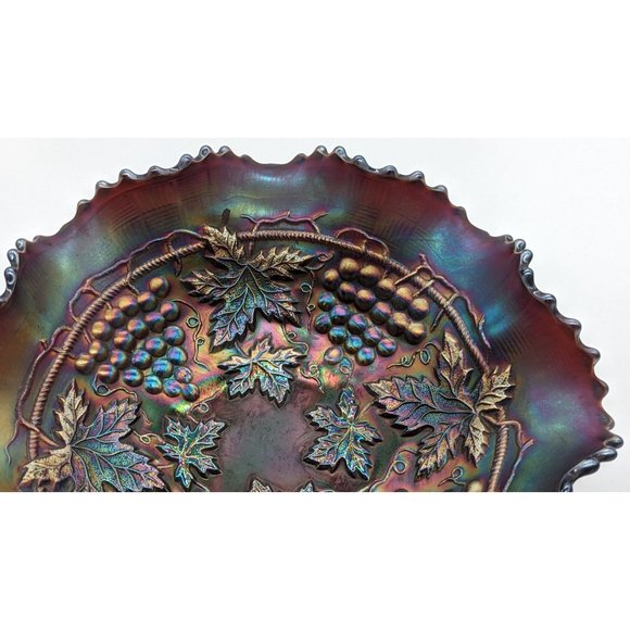 Northwood Iridescent Grape and Cable Plate Carnival Glass Vintage - Picture 6 of 16